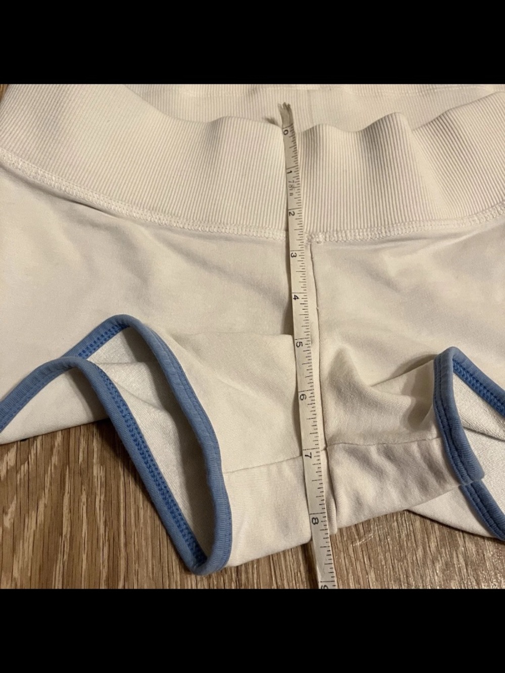 Vtg Y2K Shorts Micro Mini Sweat Shorts Low Rise Booty Express Blue Trim Prep XS - Picture 8 of 10